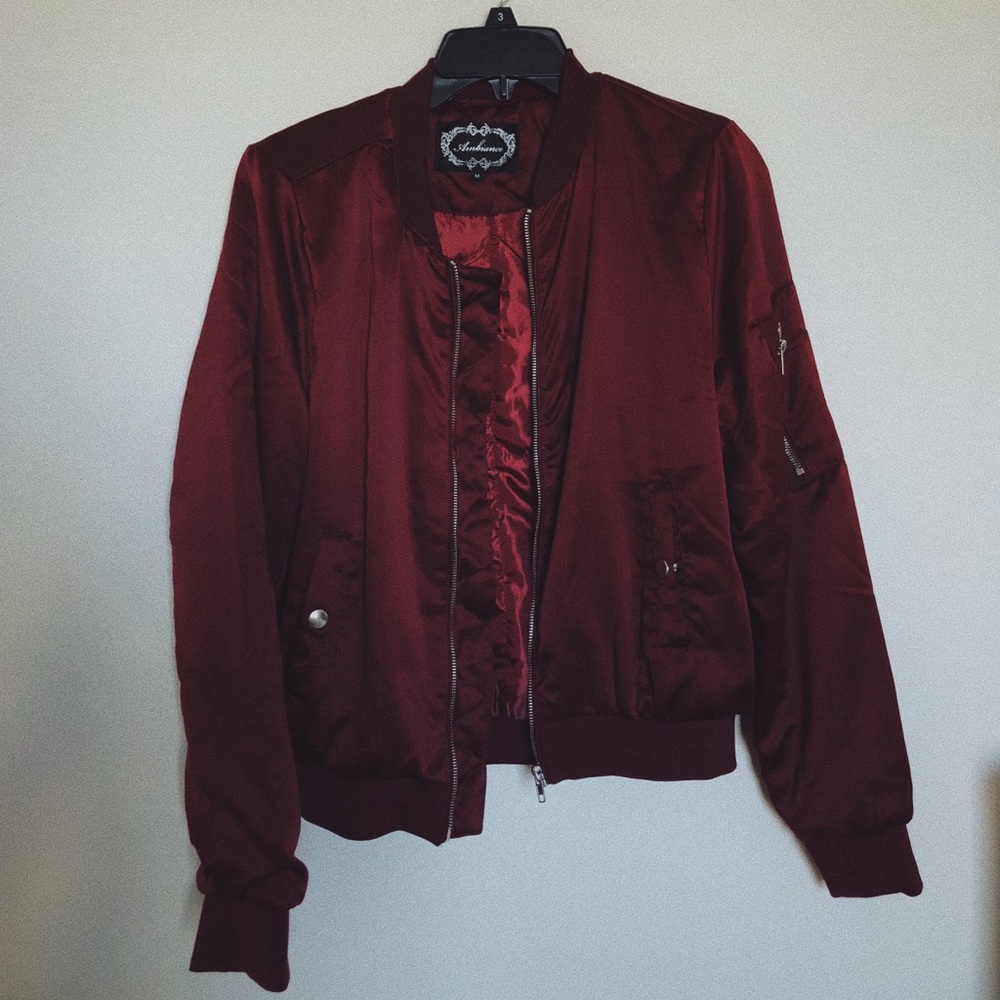 Forever 21 Maroon Bomber Jacket | M